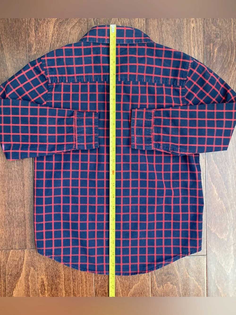 Gymboree Plaid Collared Button Down Boys Dress Shirt Navy Blue Red Size 5T